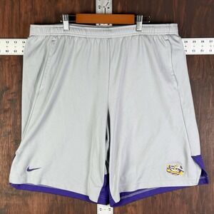 Nike LSU Tigers Shorts Tiger Eye Logo Dri Fit‎ Gray Purple Men's Large NCAA SEC